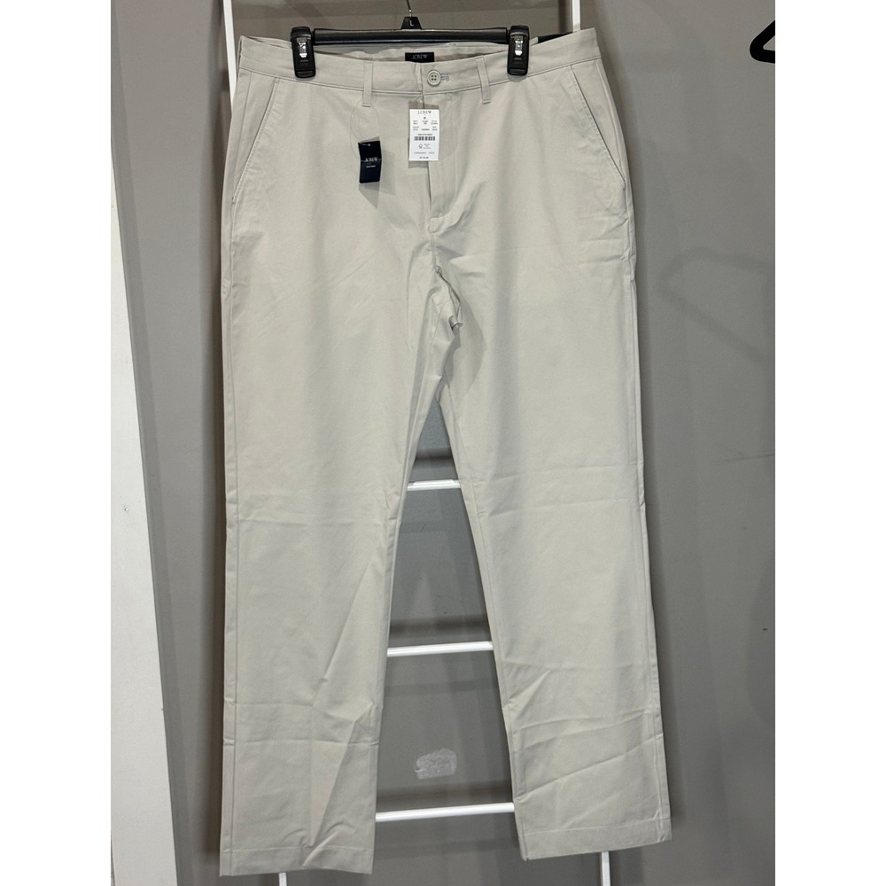 J.Crew Tech Chino Mens 34x32 Straight Fit Stone Beige NWT Tech Utility Clean Guy
